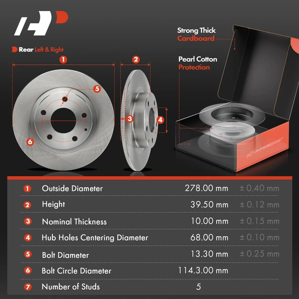 Disc Brake Rotors and Ceramic Pads Kit, 6 Pcs, Rear Driver & Passenger, A-Premium, APBRPR1504
