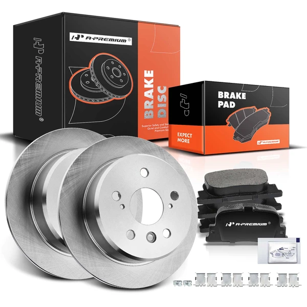 2005-2009 Buick Allure Disc Brake Rotors and Ceramic Pads Kit, 6 Pcs, Rear Driver & Passenger, A-Premium, APBRPR024