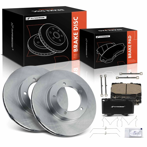 1998-2007 Lexus LX470 Disc Brake Rotors and Ceramic Pads Kit, 6 Pcs, Front Driver & Passenger, A-Premium, APBRPR1507