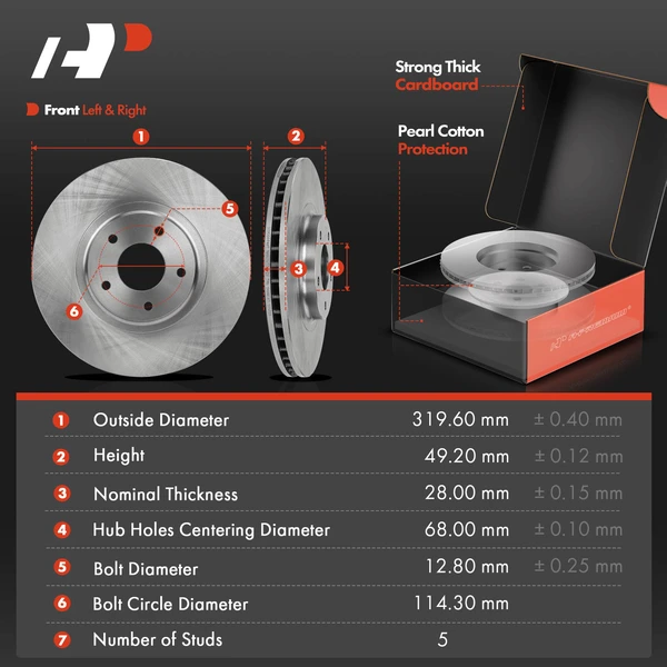 Disc Brake Rotors and Ceramic Pads Kit, 12 Pcs, Front & Rear, A-Premium, APBRPR839
