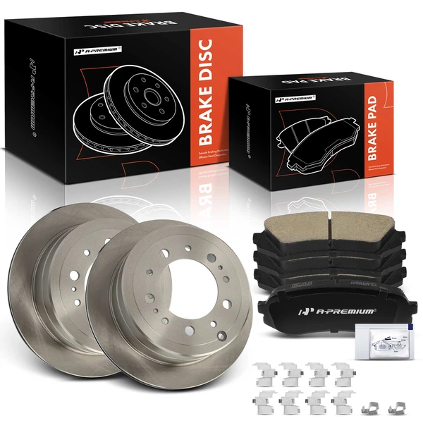 1998-2007 Lexus LX470 Disc Brake Rotors and Ceramic Pads Kit, 6 Pcs, Rear Driver & Passenger, A-Premium, APBRPR1508