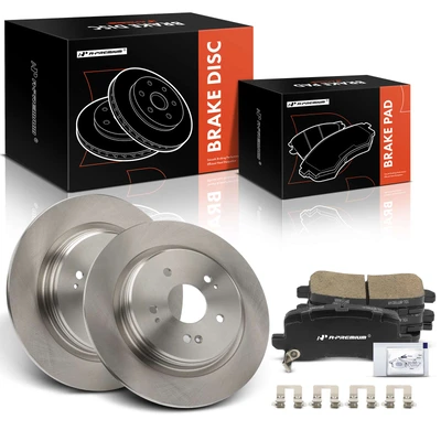 6 Pcs Rear Disc Brake Rotors & Ceramic Brake Pads
