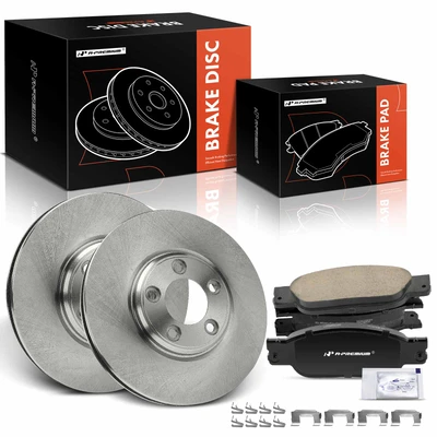 6 Pcs Front Disc Brake Rotors & Ceramic Brake Pads