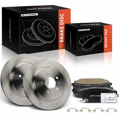 6 Pcs Rear Disc Brake Rotors & Ceramic Brake Pads