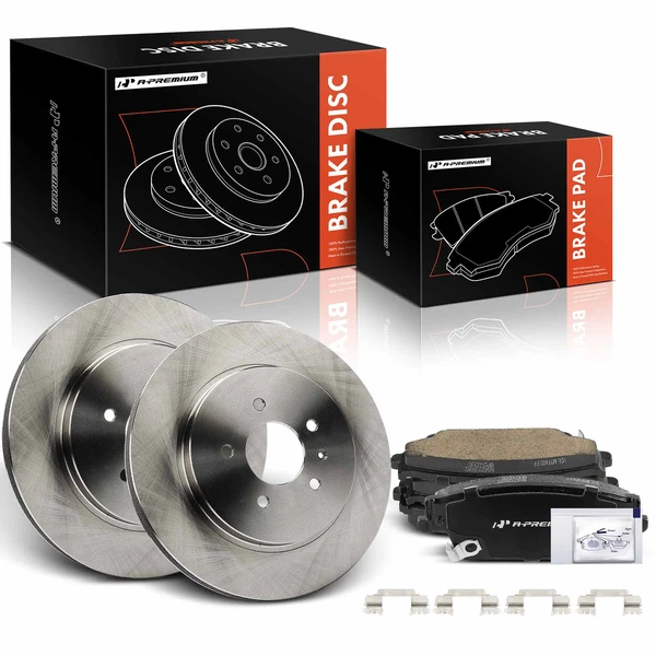 2006-2007 Cadillac CTS Disc Brake Rotors and Ceramic Pads Kit, 6 Pcs, Rear Driver & Passenger, A-Premium, APBRPR1510