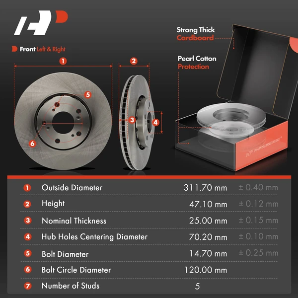 Disc Brake Rotors and Ceramic Pads Kit, 6 Pcs, Front Driver & Passenger, A-Premium, APBRPR1513