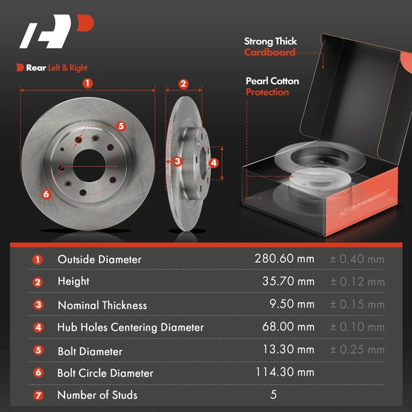Disc Brake Rotors and Ceramic Pads Kit, 6 Pcs, Rear Driver & Passenger, A-Premium, APBRPR1514