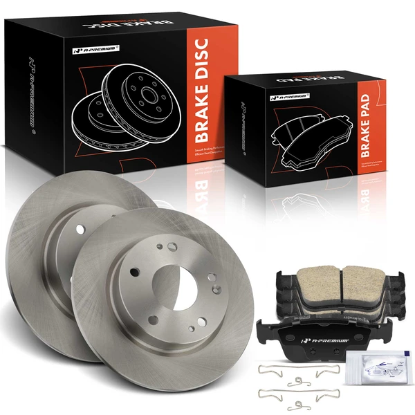 2016-2017 2019-2020 2022-2023 Honda Civic Disc Brake Rotors and Ceramic Pads Kit, 6 Pcs, Rear Driver & Passenger, A-Premium, APBRPR1515