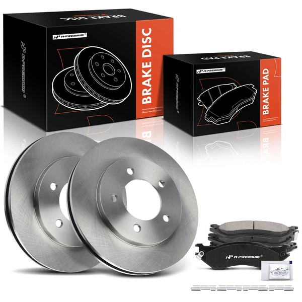 1998-2002 Lincoln Navigator Disc Brake Rotors and Ceramic Pads Kit, 6 Pcs, Front Driver & Passenger, A-Premium, APBRPR1742