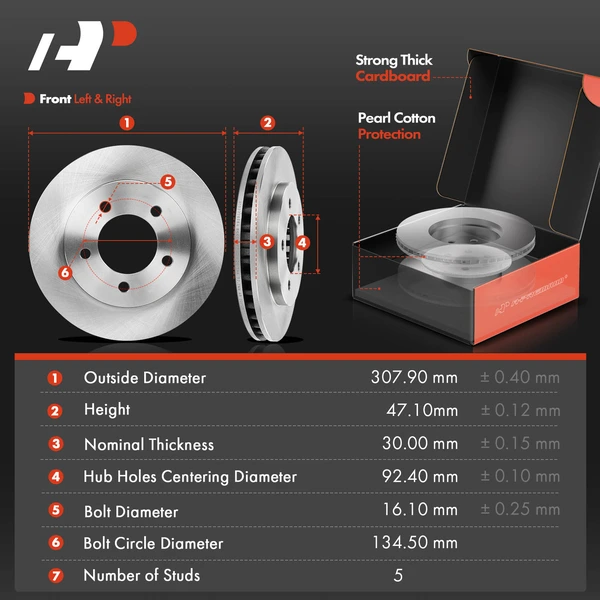 Disc Brake Rotors and Ceramic Pads Kit, 6 Pcs, Front Driver & Passenger, A-Premium, APBRPR1742