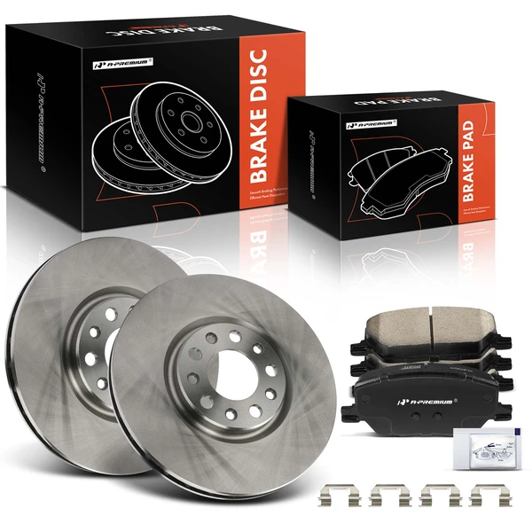 2017-2022 Jeep Compass Disc Brake Rotors and Ceramic Pads Kit, 6 Pcs, Front Driver & Passenger, A-Premium, APBRPR1495