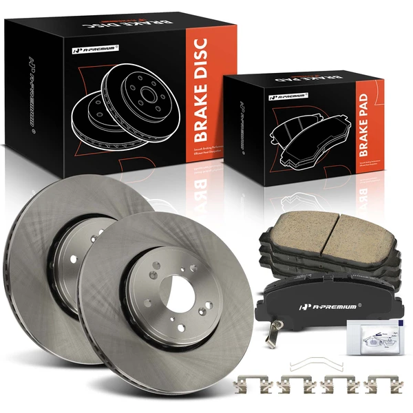 2016 Acura ILX Disc Brake Rotors and Ceramic Pads Kit, 6 Pcs, Front Driver & Passenger, A-Premium, APBRPR1497