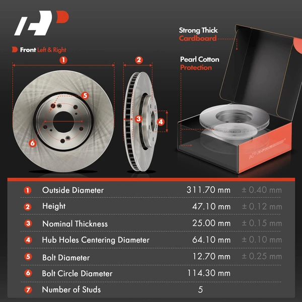 Disc Brake Rotors and Ceramic Pads Kit, 6 Pcs, Front Driver & Passenger, A-Premium, APBRPR1497