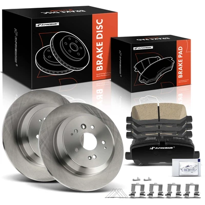 6 Pcs Rear Disc Brake Rotors & Ceramic Brake Pads