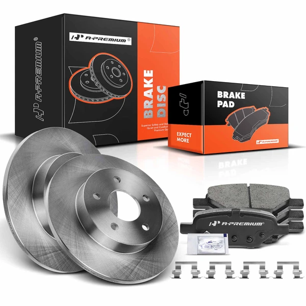 2004-2007 Saturn Ion Disc Brake Rotors and Ceramic Pads Kit, 6 Pcs, Rear Driver & Passenger, A-Premium, APBRPR398
