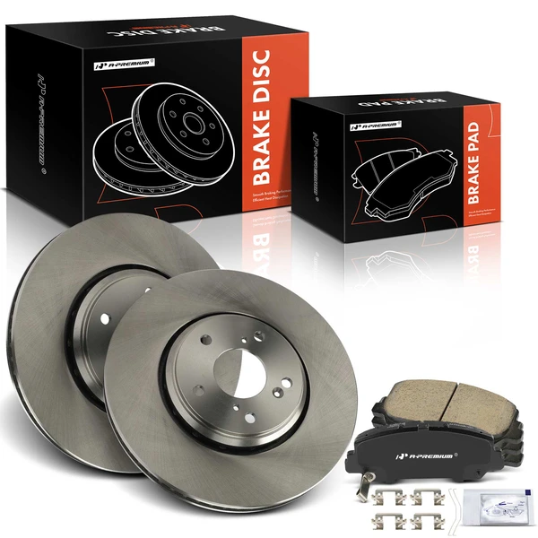 2017-2018 2020 Honda Civic Disc Brake Rotors and Ceramic Pads Kit, 6 Pcs, Front Driver & Passenger, A-Premium, APBRPR1526