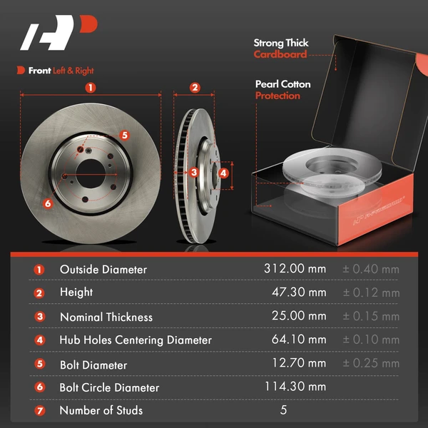Disc Brake Rotors and Ceramic Pads Kit, 6 Pcs, Front Driver & Passenger, A-Premium, APBRPR1526