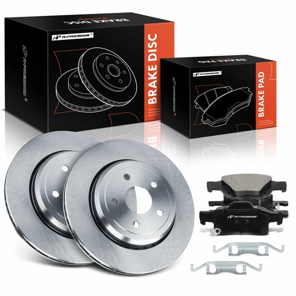 2018-2020 Jeep Grand Cherokee Disc Brake Rotors and Ceramic Pads Kit, 6 Pcs, Rear Driver & Passenger, A-Premium, APBRPR1527