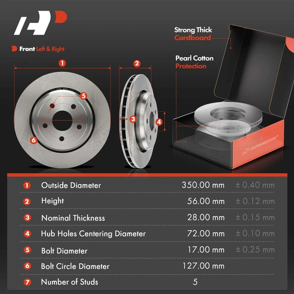 Disc Brake Rotors and Ceramic Pads Kit, 6 Pcs, Rear Driver & Passenger, A-Premium, APBRPR1527