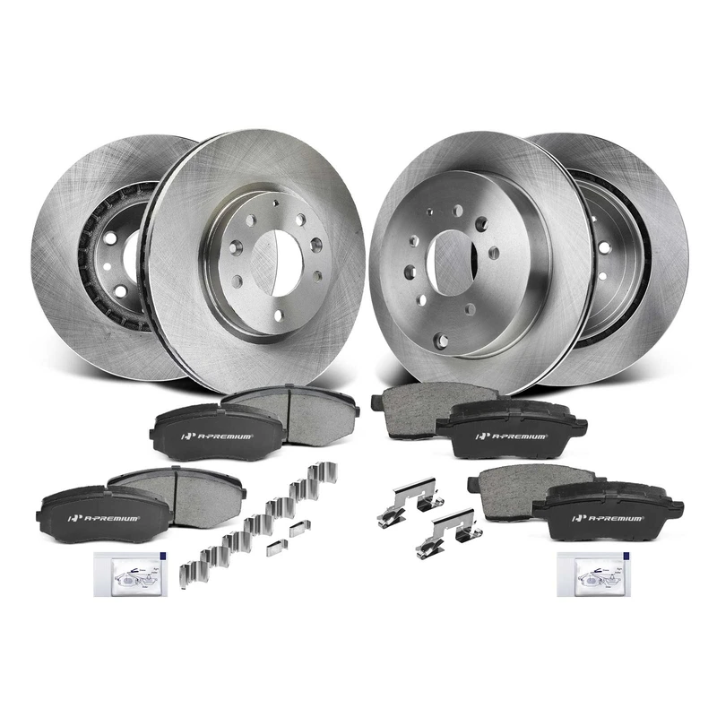 Front & Rear Disc Brake Rotors & Ceramic Brake Pads for Mazda CX-7 2007-2012