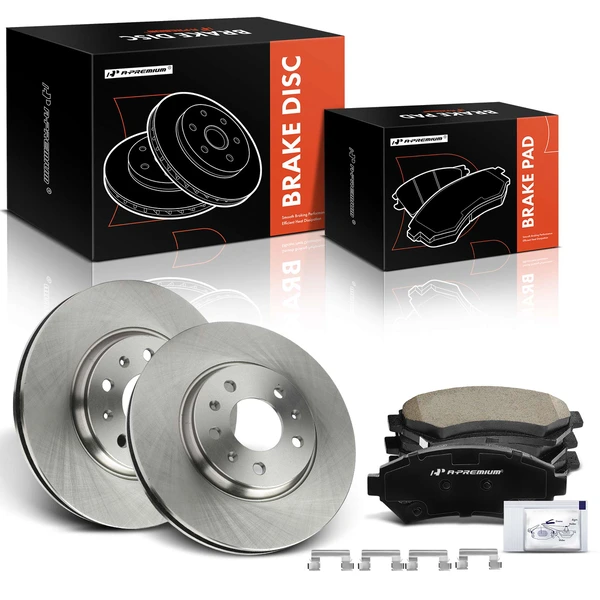 2003-2004 Cadillac Seville Disc Brake Rotors and Ceramic Pads Kit, 6 Pcs, Front Driver & Passenger, A-Premium, APBRPR1786