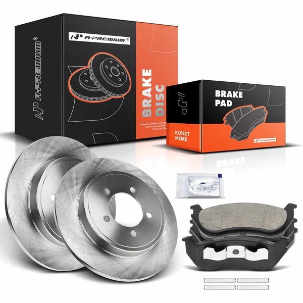 2002-2005 Mercury Mountaineer Disc Brake Rotors and Ceramic Pads Kit, 6 Pcs, Rear Driver & Passenger, A-Premium, APBRPR169