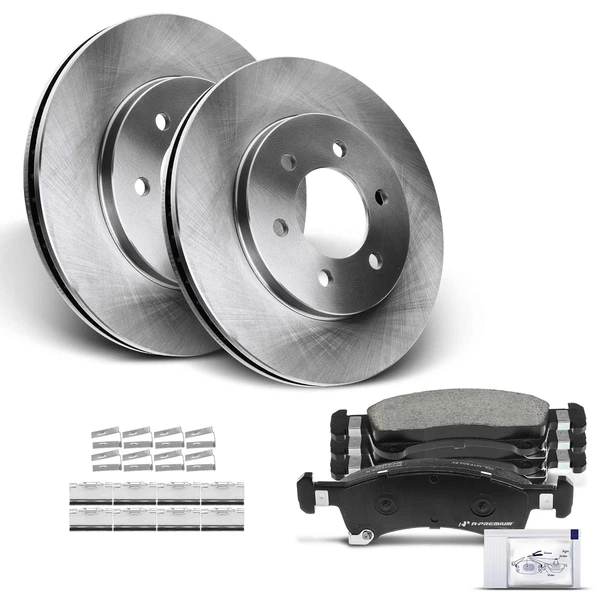 2003-2006 Ford Expedition Disc Brake Rotors and Ceramic Pads Kit, 6 Pcs, Front Driver & Passenger, A-Premium, APBRPR330