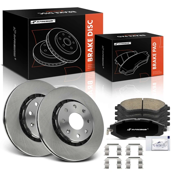 2005-2007 Pontiac Wave5 Disc Brake Rotors and Ceramic Pads Kit, 6 Pcs, Front Driver & Passenger, A-Premium, APBRPR1788