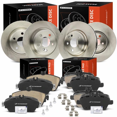12 Pcs Front & Rear Disc Brake Rotors & Brake Pads
