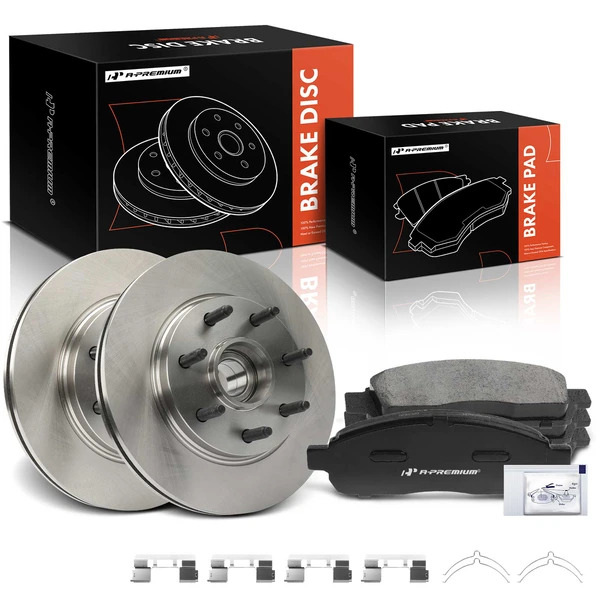 2006-2008 Lincoln Mark LT Disc Brake Rotors and Ceramic Pads Kit, 6 Pcs, Front Driver & Passenger, A-Premium, APBRPR1534