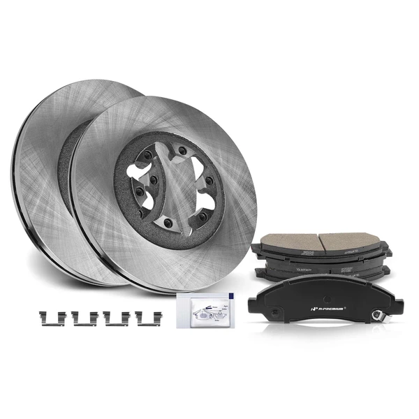 2007-2008 Isuzu i-290 Disc Brake Rotors and Ceramic Pads Kit, 6 Pcs, Front Driver & Passenger, A-Premium, APBRPR1212