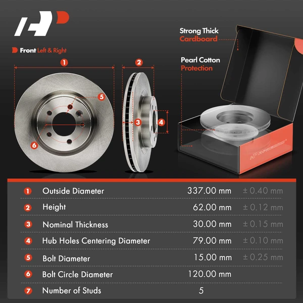 Disc Brake Rotors and Ceramic Pads Kit, 6 Pcs, Front Driver & Passenger, A-Premium, APBRPR1518