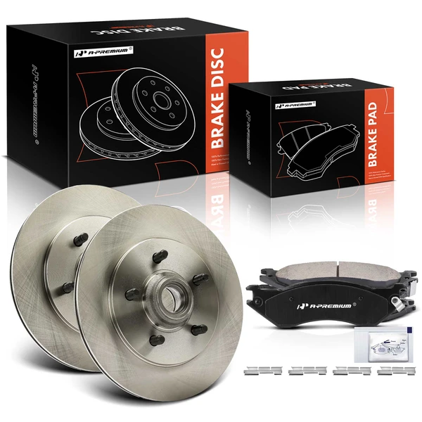 2000-2002 Lincoln Navigator Disc Brake Rotors and Ceramic Pads Kit, 6 Pcs, Front Driver & Passenger, A-Premium, APBRPR1833
