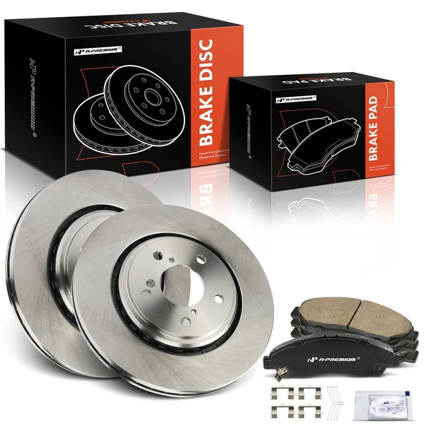 2017-2023 Honda Ridgeline Disc Brake Rotors and Ceramic Pads Kit, 6 Pcs, Front Driver & Passenger, A-Premium, APBRPR1520