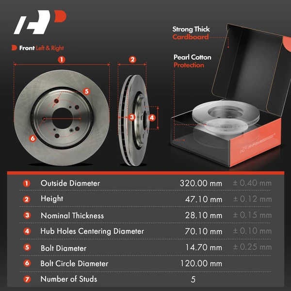 Disc Brake Rotors and Ceramic Pads Kit, 6 Pcs, Front Driver & Passenger, A-Premium, APBRPR1520