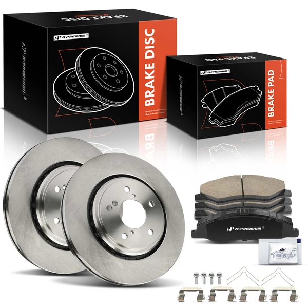 2018-2023 Honda Odyssey Disc Brake Rotors and Ceramic Pads Kit, 6 Pcs, Front Driver & Passenger, A-Premium, APBRPR1522