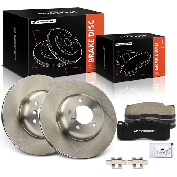 2008-2013 BMW 135i Disc Brake Rotors and Ceramic Pads Kit, 6 Pcs, Front Driver & Passenger, A-Premium, APBRPR1540