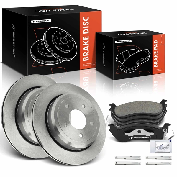 2003-2004 Mercury Marauder Disc Brake Rotors and Ceramic Pads Kit, 6 Pcs, Rear Driver & Passenger, A-Premium, APBRPR512
