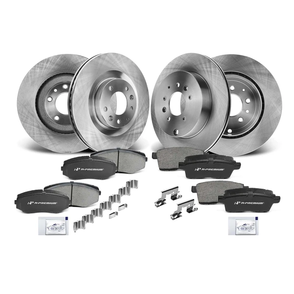 Disc Brake Rotors and Ceramic Pads Kit, 12 Pcs, Front & Rear, A-Premium, APBRPR170