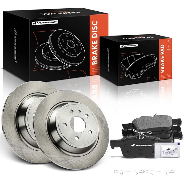 2013-2020 Ford Fusion Disc Brake Rotors and Ceramic Pads Kit, 6 Pcs, Rear Driver & Passenger, A-Premium, APBRPR1541