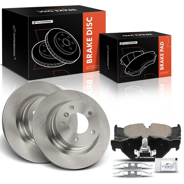 Disc Brake Rotors and Ceramic Pads Kit, 6 Pcs, Rear Driver & Passenger, A-Premium, APBRPR1542