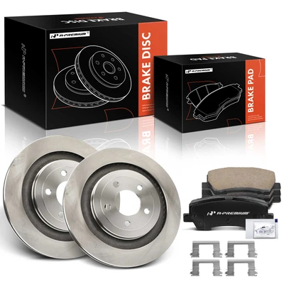 6 Pcs Rear Disc Brake Rotors & Ceramic Brake Pads