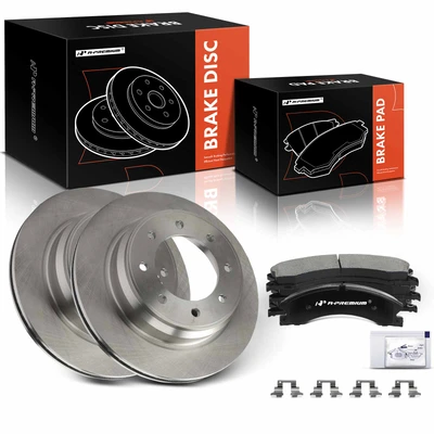 6 Pcs Rear Disc Brake Rotors & Ceramic Brake Pads