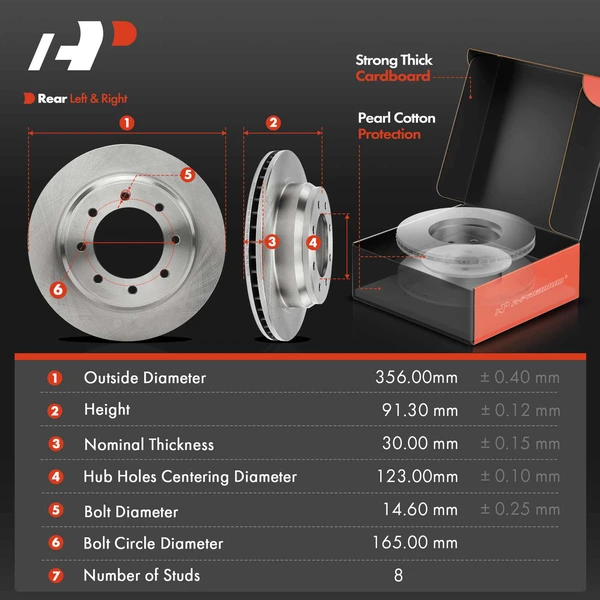 Disc Brake Rotors and Ceramic Pads Kit, 6 Pcs, Rear Driver & Passenger, A-Premium, APBRPR1545