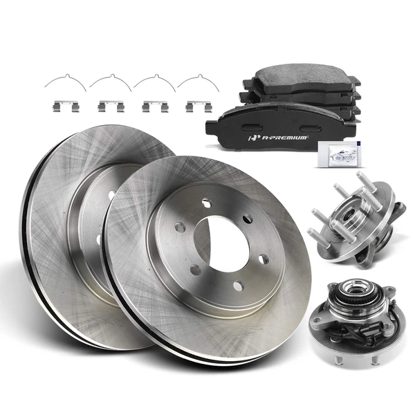 2005-2008 Ford F-150 Disc Brake Rotors and Ceramic Pads Kit with Calipers, 8 Pcs, Front Driver & Passenger, A-Premium, APBRPR760