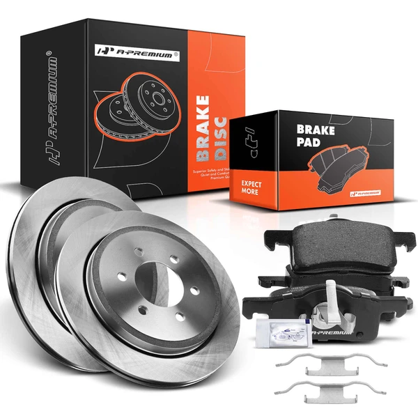 2003-2006 Ford Expedition Disc Brake Rotors and Ceramic Pads Kit, 6 Pcs, Rear Driver & Passenger, A-Premium, APBRPR331