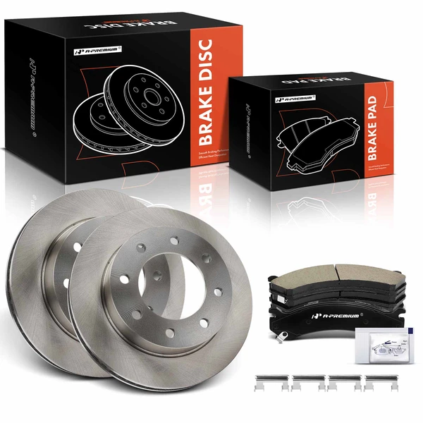2006-2011 Cadillac DTS Disc Brake Rotors and Ceramic Pads Kit, 6 Pcs, Front Driver & Passenger, A-Premium, APBRPR1535