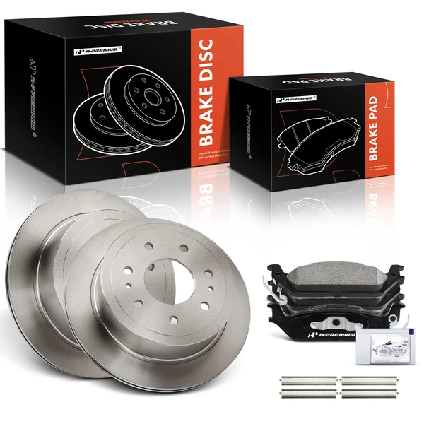2004-2011 Ford F-150 Disc Brake Rotors and Ceramic Pads Kit, 6 Pcs, Rear Driver & Passenger, A-Premium, APBRPR1538
