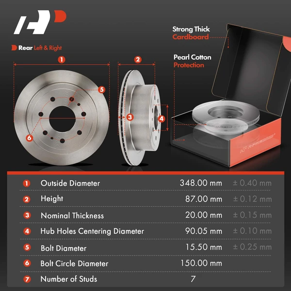 Disc Brake Rotors and Ceramic Pads Kit, 6 Pcs, Rear Driver & Passenger, A-Premium, APBRPR1538