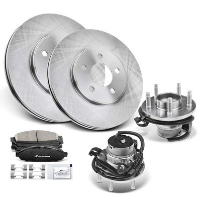 8 Pcs Front Brake Rotors & Pads + Hub Bearing